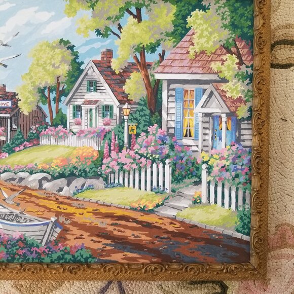 Paint By Numbers Artwork 2 Cheerful Paintings in Antique Gilded Frames - Picture 11 of 15